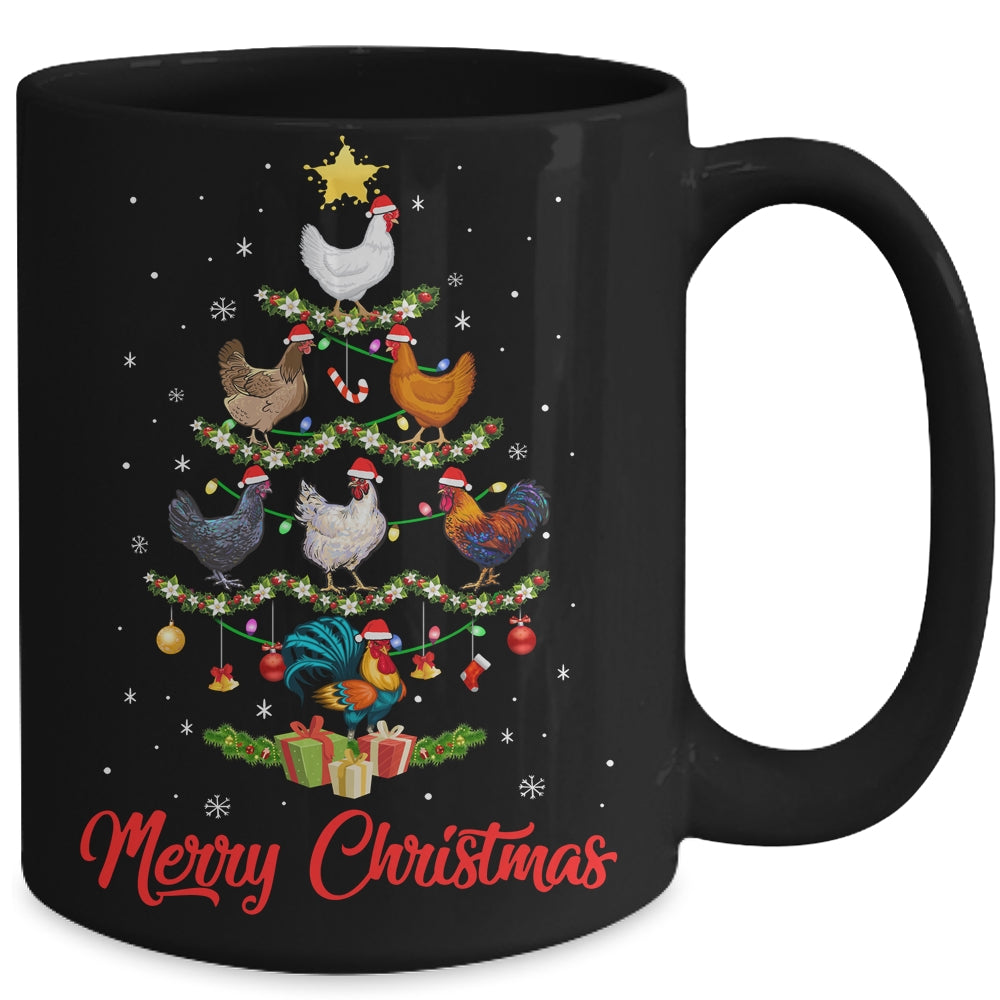 Merry Chickenmas Chicken Christmas Tree Funny Farmer Xmas Mug | siriusteestore