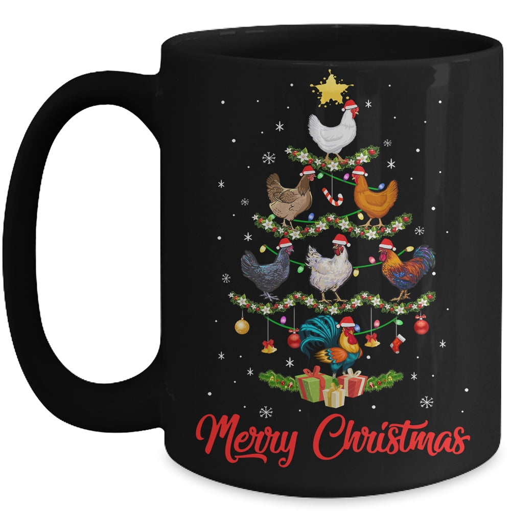Merry Chickenmas Chicken Christmas Tree Funny Farmer Xmas Mug | siriusteestore