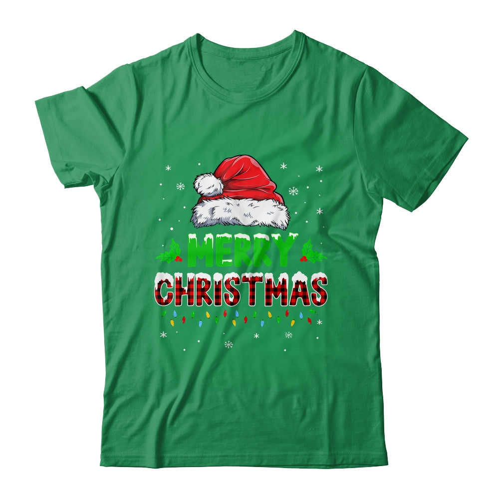Merry Christmas Buffalo Red Plaid Santa Hat For Men Women Shirt & Sweatshirt | siriusteestore