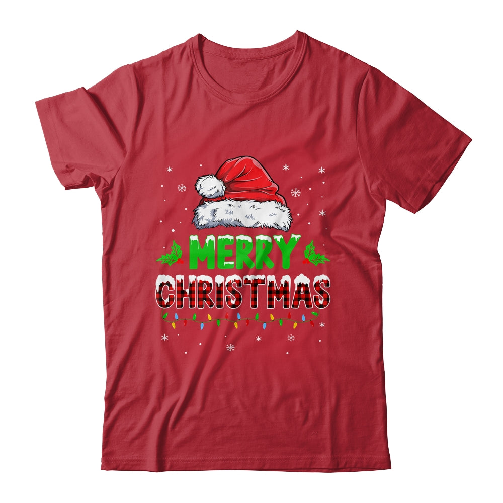 Merry Christmas Buffalo Red Plaid Santa Hat For Men Women Shirt & Sweatshirt | siriusteestore