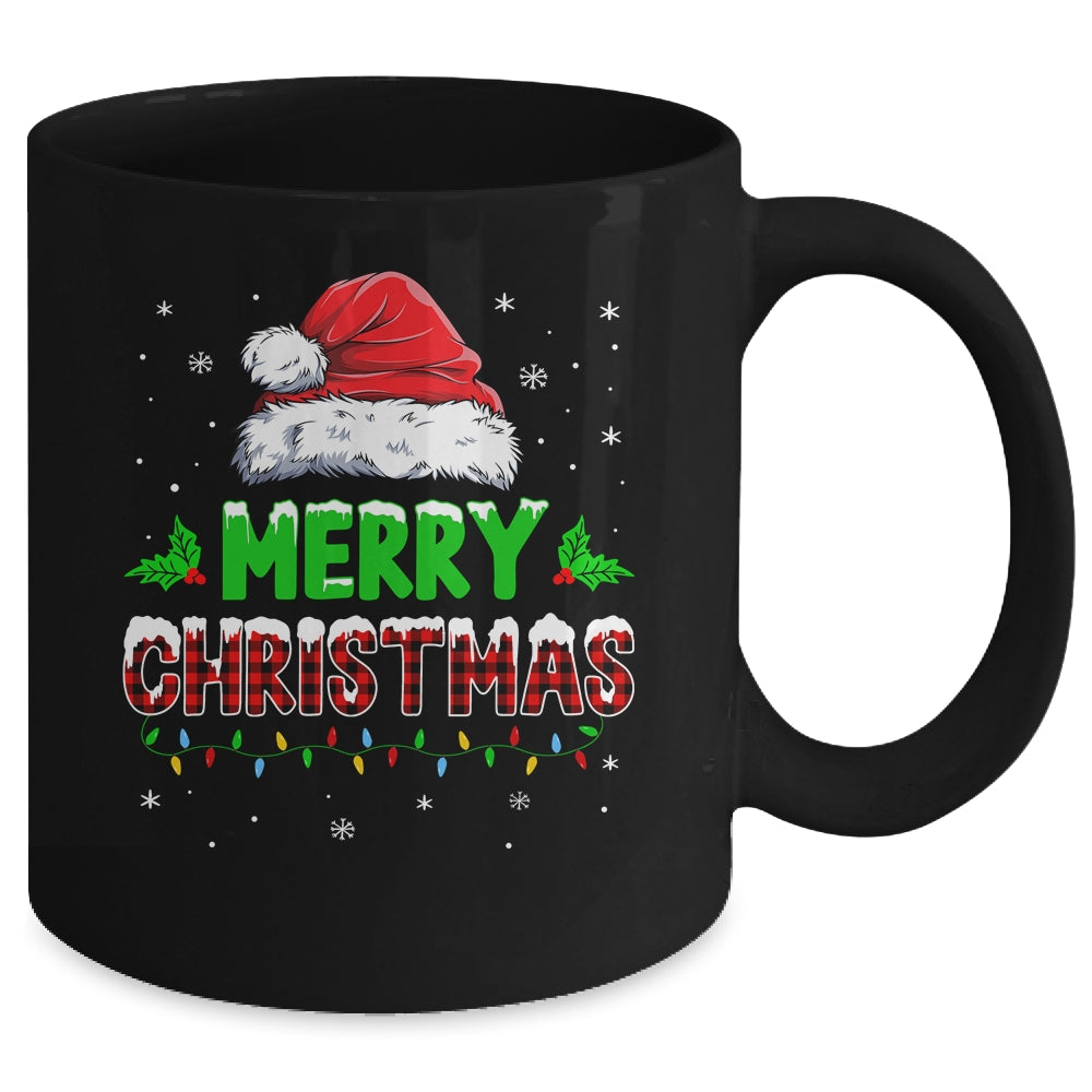 Merry Christmas Buffalo Red Plaid Santa Hat For Men Women Mug | siriusteestore