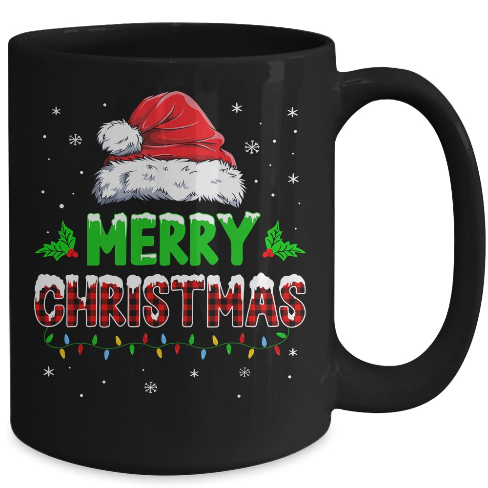 Merry Christmas Buffalo Red Plaid Santa Hat For Men Women Mug | siriusteestore
