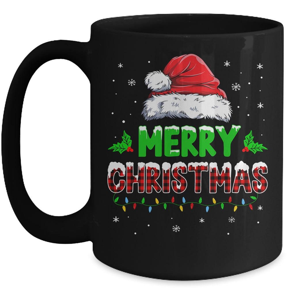Merry Christmas Buffalo Red Plaid Santa Hat For Men Women Mug | siriusteestore