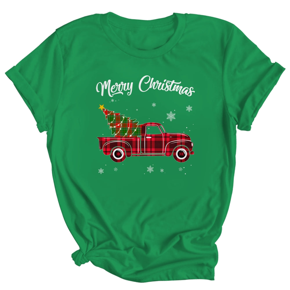 Merry Christmas Buffalo Truck Tree Red Plaid For Men Women Shirt & Sweatshirt | siriusteestore