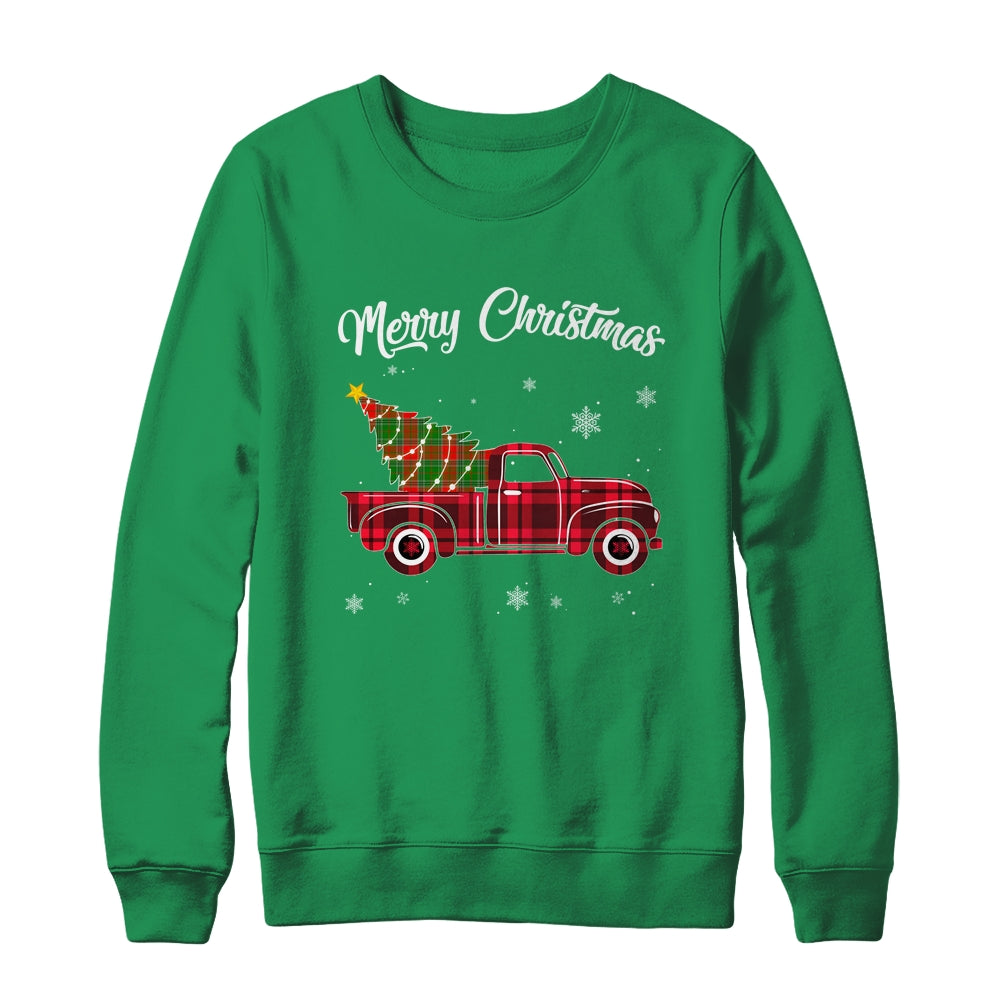 Merry Christmas Buffalo Truck Tree Red Plaid For Men Women Shirt & Sweatshirt | siriusteestore