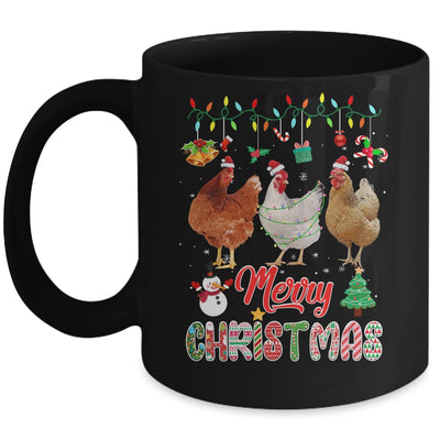 Merry Christmas Chicken Santa Hat Lights Xmas Funny Mug | siriusteestore
