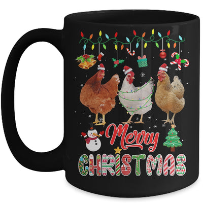 Merry Christmas Chicken Santa Hat Lights Xmas Funny Mug | siriusteestore