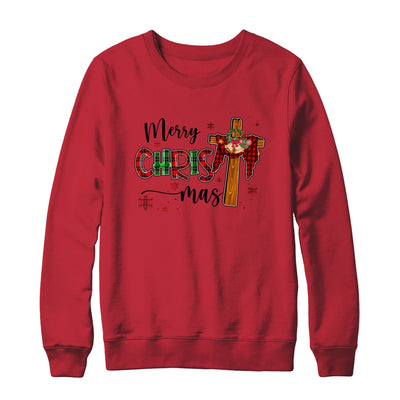Merry Christmas Christian Cross Buffalo Plaid Family Xmas Shirt & Sweatshirt | siriusteestore