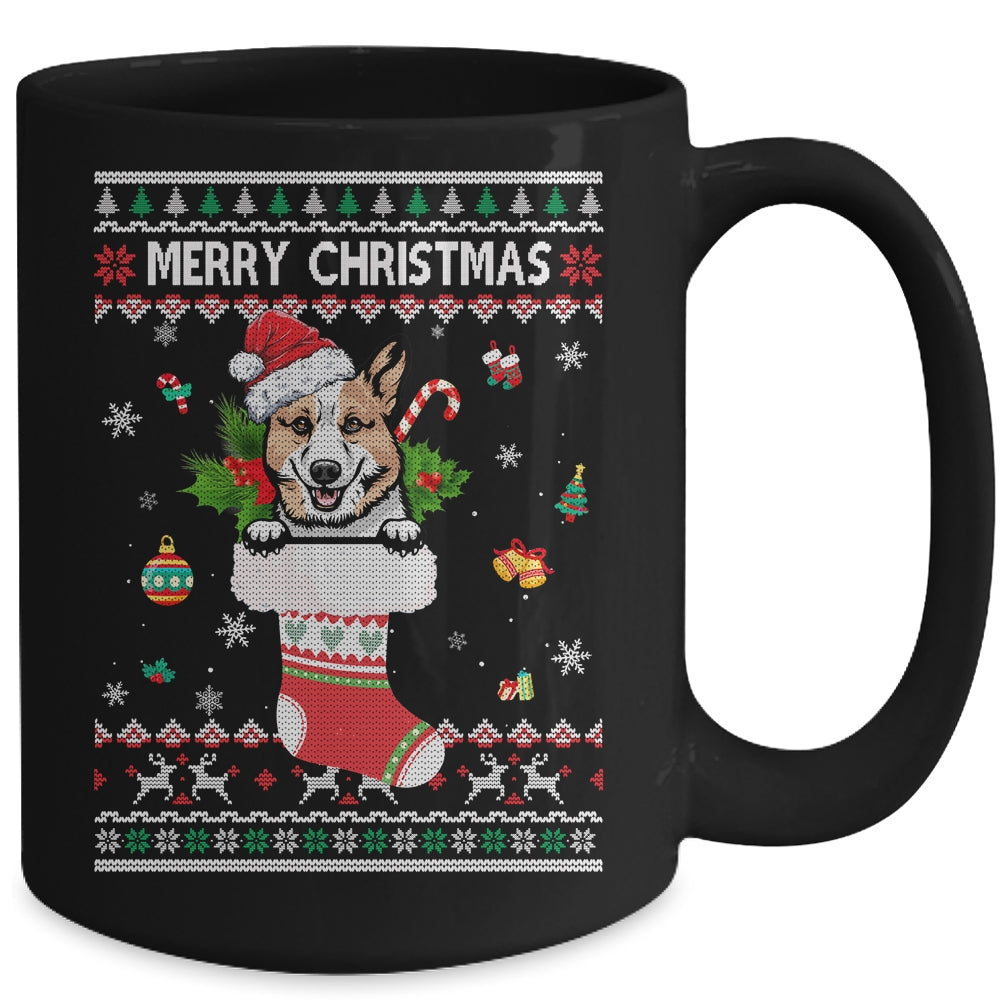 Merry Christmas Corgi In Sock Dog Funny Ugly Xmas Mug | siriusteestore