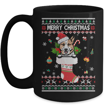 Merry Christmas Corgi In Sock Dog Funny Ugly Xmas Mug | siriusteestore