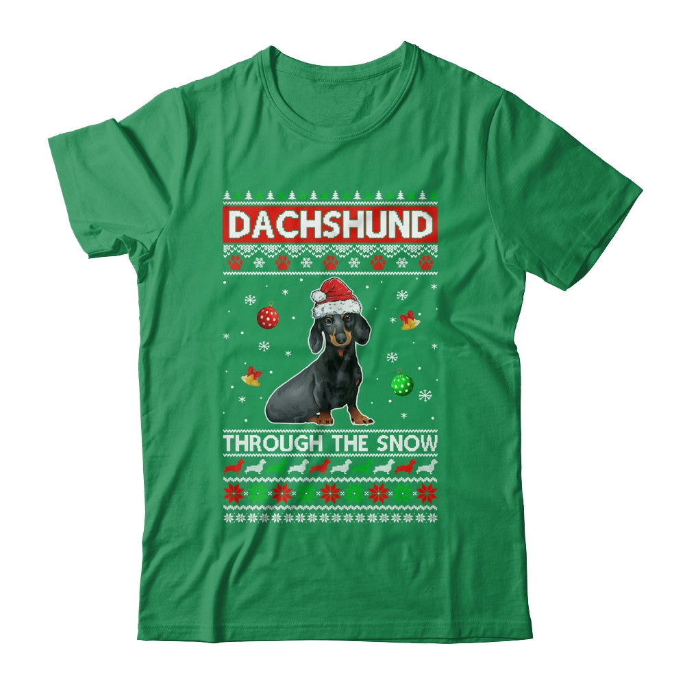 Merry Christmas Dachshund Through The Snow Funny Dog Lover Shirt & Sweatshirt | siriusteestore