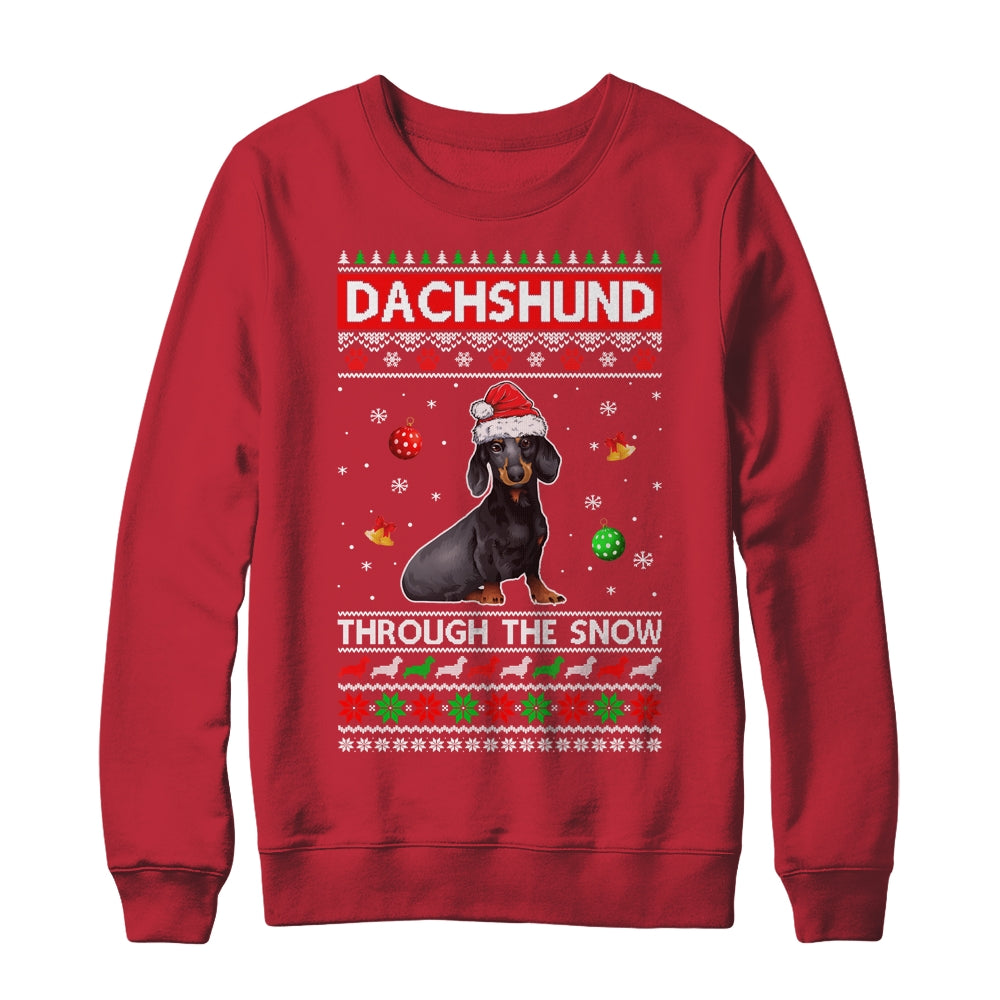 Merry Christmas Dachshund Through The Snow Funny Dog Lover Shirt & Sweatshirt | siriusteestore