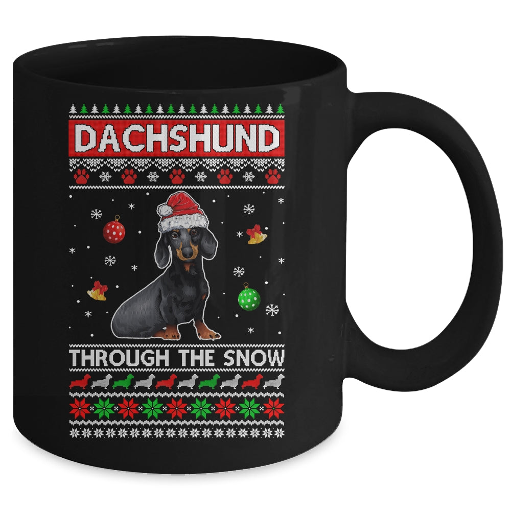 Merry Christmas Dachshund Through The Snow Funny Dog Lover Mug | siriusteestore