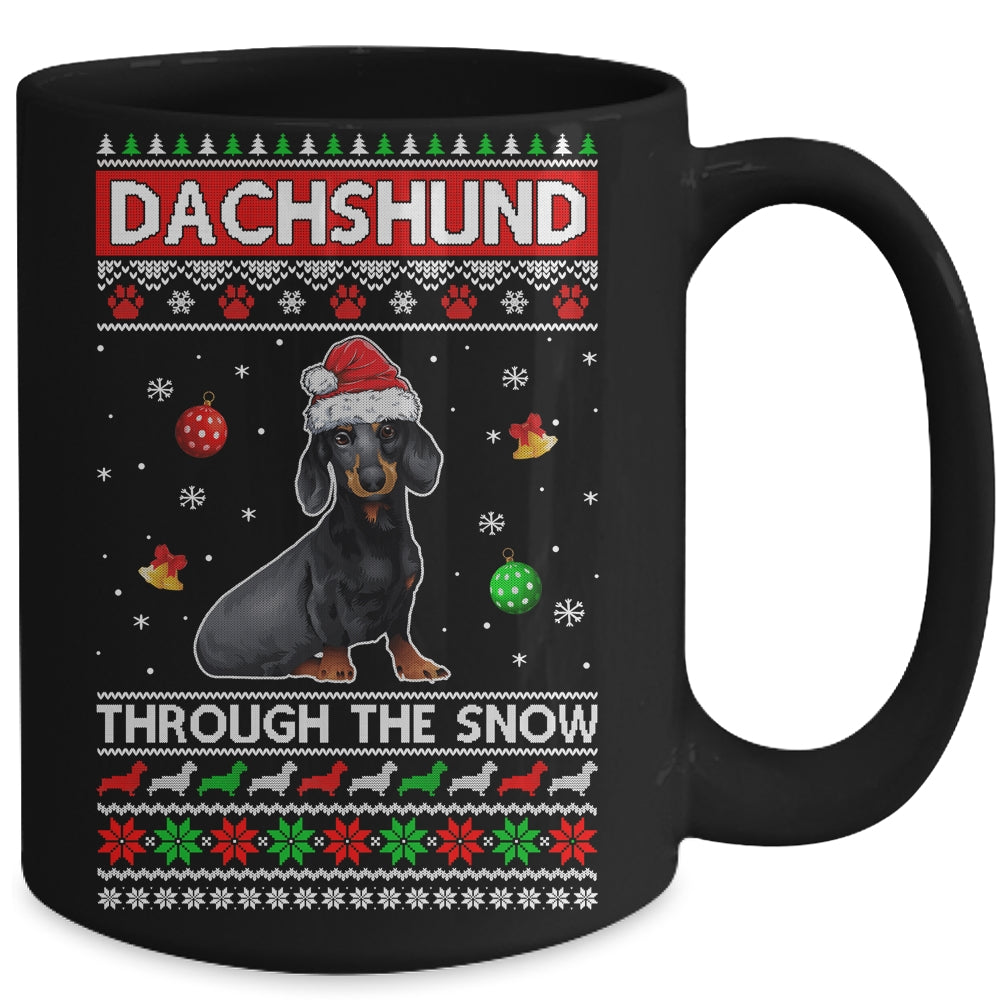 Merry Christmas Dachshund Through The Snow Funny Dog Lover Mug | siriusteestore