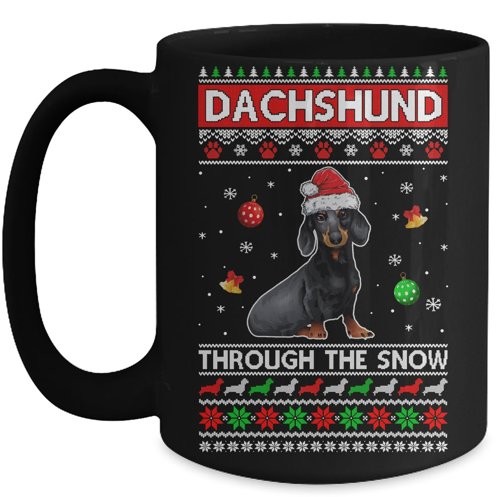 Merry Christmas Dachshund Through The Snow Funny Dog Lover Mug | siriusteestore