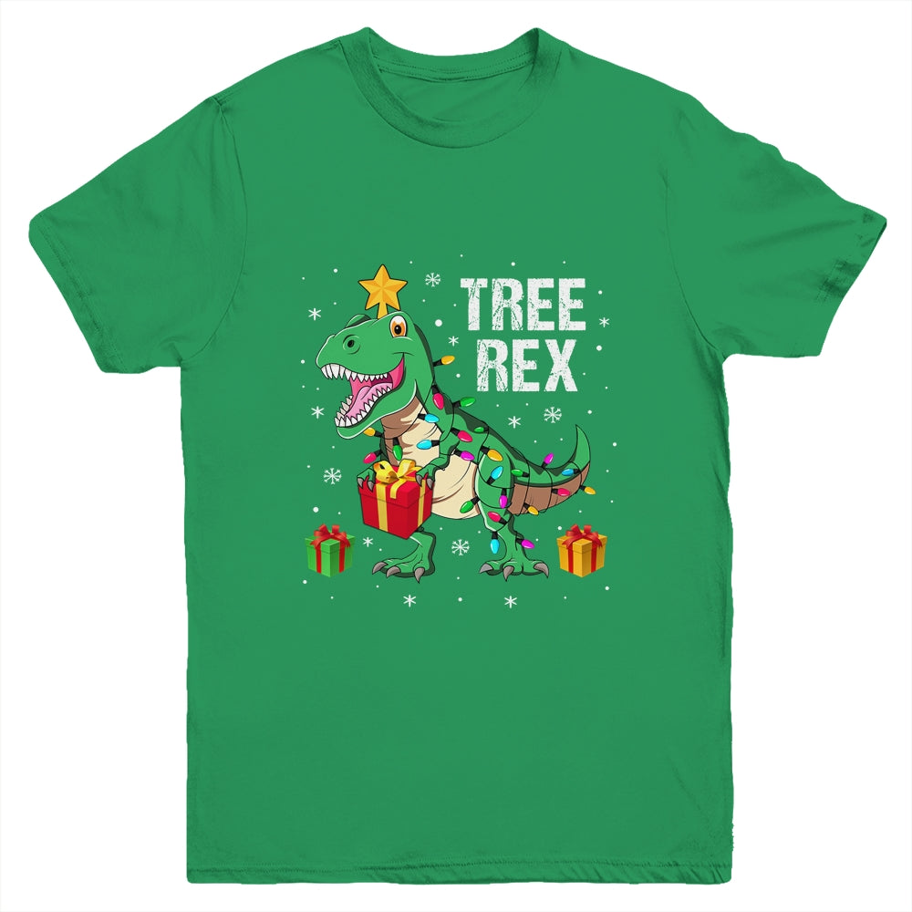 Merry Christmas Dinosaur Tree Rex Pajamas Xmas Youth Shirt | siriusteestore