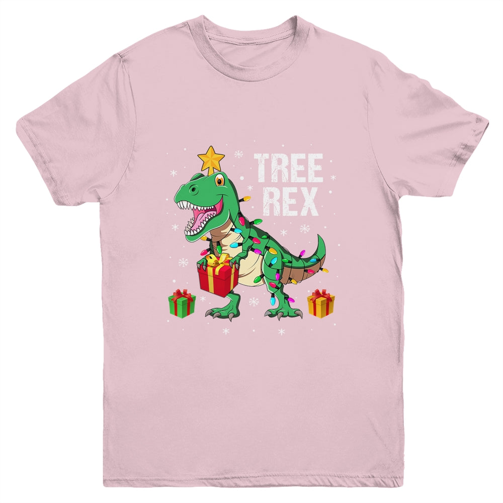 Merry Christmas Dinosaur Tree Rex Pajamas Xmas Youth Shirt | siriusteestore