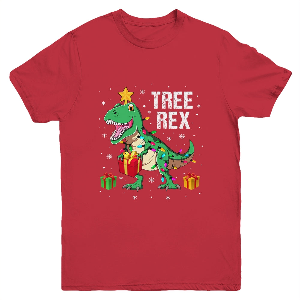 Merry Christmas Dinosaur Tree Rex Pajamas Xmas Youth Shirt | siriusteestore