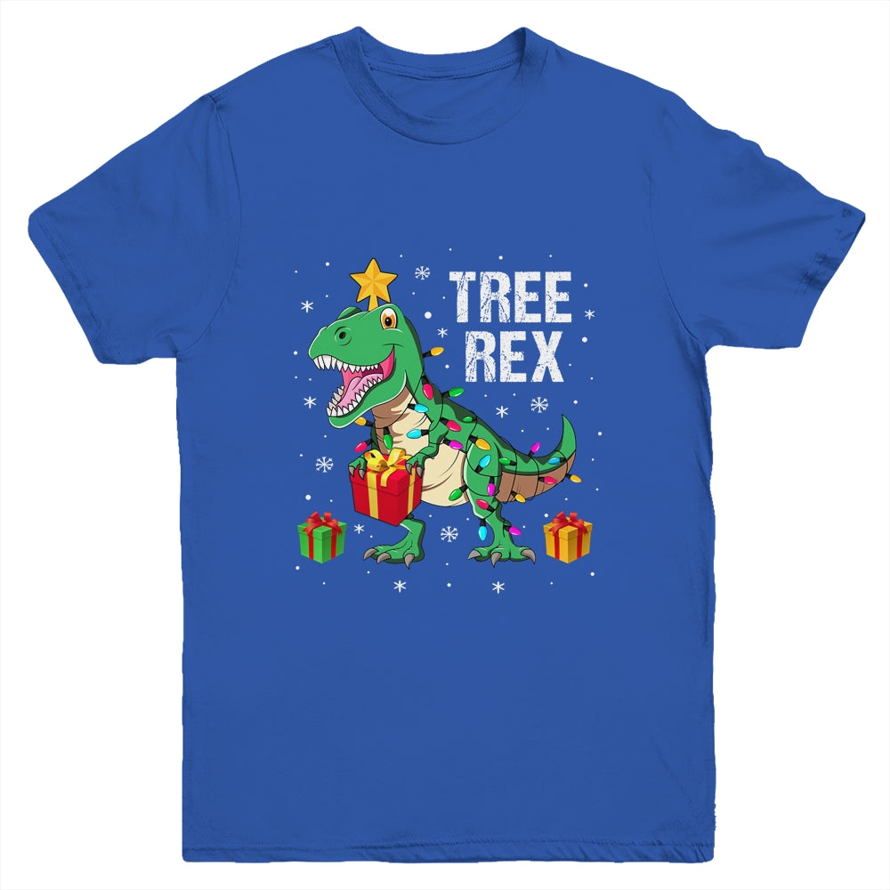 Merry Christmas Dinosaur Tree Rex Pajamas Xmas Youth Shirt | siriusteestore