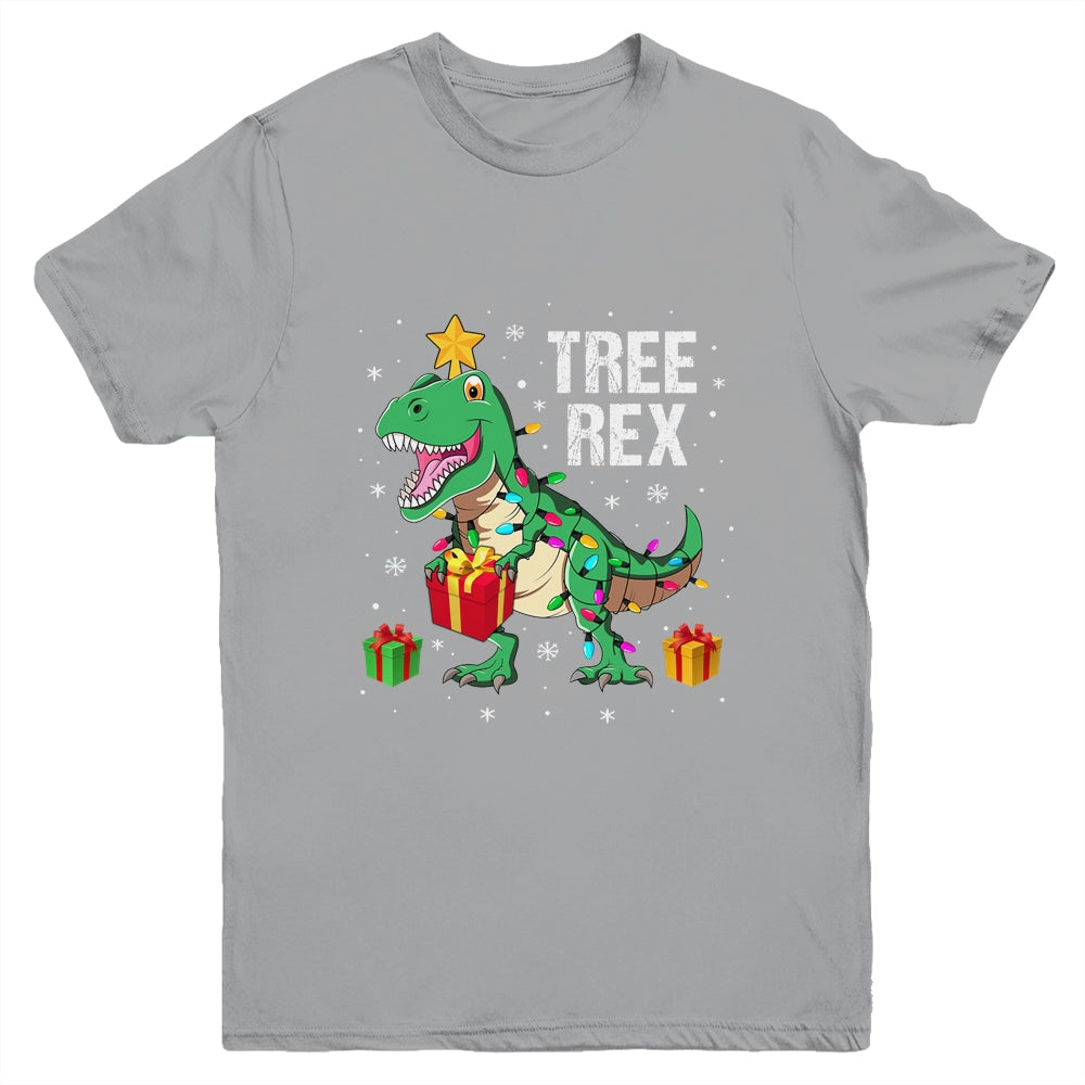 Merry Christmas Dinosaur Tree Rex Pajamas Xmas Youth Shirt | siriusteestore