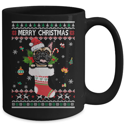 Merry Christmas French Bulldog In Sock Dog Funny Ugly Xmas Mug | siriusteestore