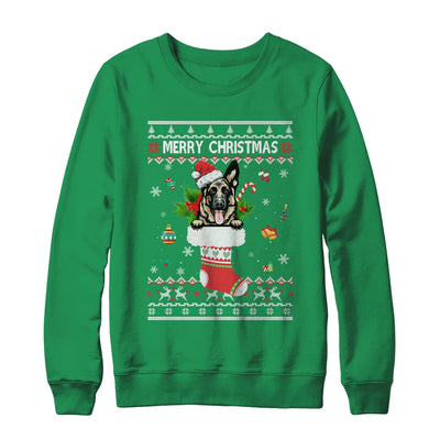 Merry Christmas German Shepherd In Sock Dog Funny Ugly Xmas Shirt & Sweatshirt | siriusteestore