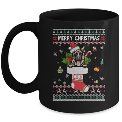 Merry Christmas German Shepherd In Sock Dog Funny Ugly Xmas Mug | siriusteestore
