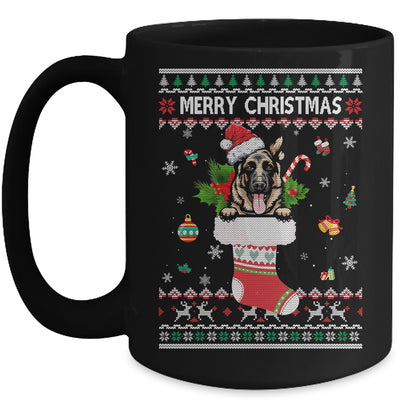 Merry Christmas German Shepherd In Sock Dog Funny Ugly Xmas Mug | siriusteestore