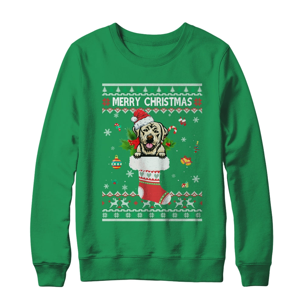 Merry Christmas Labrador In Sock Dog Funny Ugly Xmas Shirt & Sweatshirt | siriusteestore