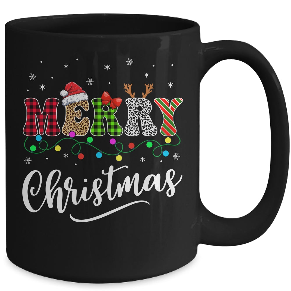 Merry Christmas Leopard Buffalo Red Plaid For Men Women Mug | siriusteestore