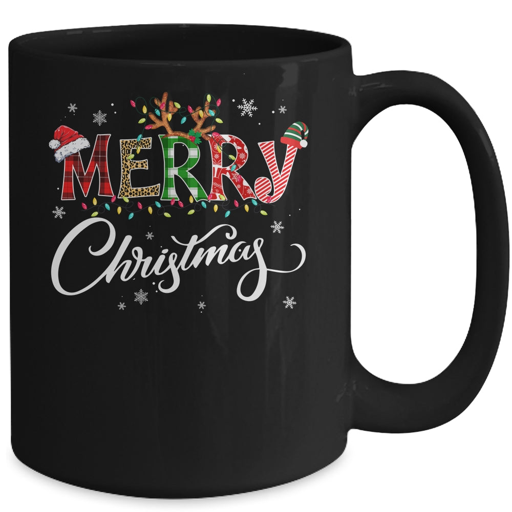 Merry Christmas Leopard Buffalo Red Plaid Mug | siriusteestore