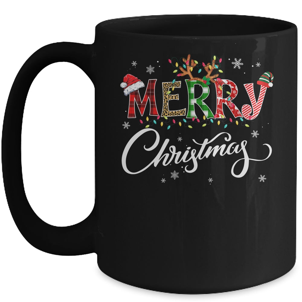 Merry Christmas Leopard Buffalo Red Plaid Mug | siriusteestore