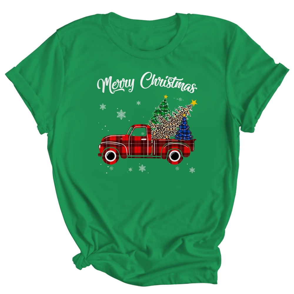Merry Christmas Leopard Buffalo Truck Tree Red Plaid Shirt & Sweatshirt | siriusteestore