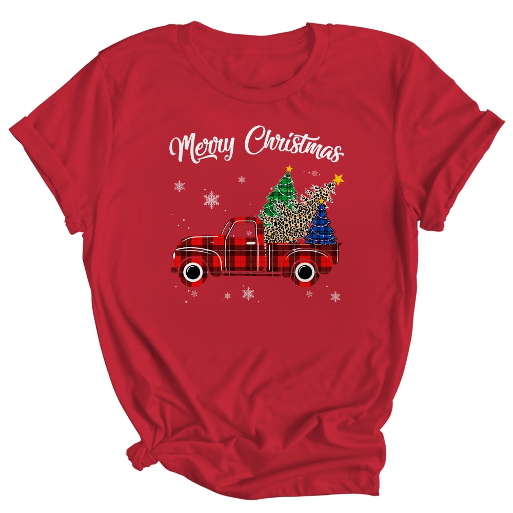 Merry Christmas Leopard Buffalo Truck Tree Red Plaid Shirt & Sweatshirt | siriusteestore