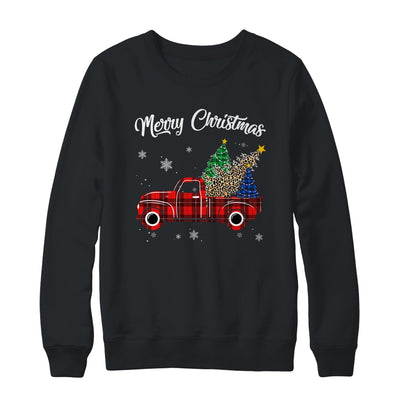Merry Christmas Leopard Buffalo Truck Tree Red Plaid Shirt & Sweatshirt | siriusteestore