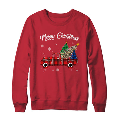 Merry Christmas Leopard Buffalo Truck Tree Red Plaid Shirt & Sweatshirt | siriusteestore