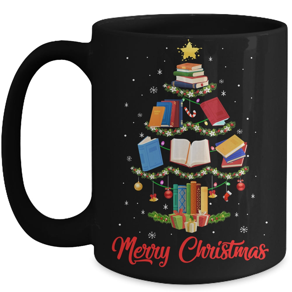 Merry Christmas Library Tree Cute Book Lover Librarian Mug | siriusteestore