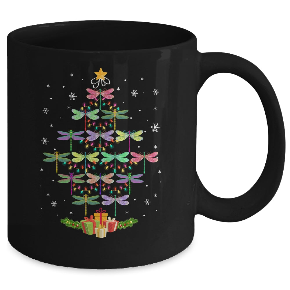 Merry Christmas Lover Xmas Dragonfly Christmas Tree Mug | siriusteestore