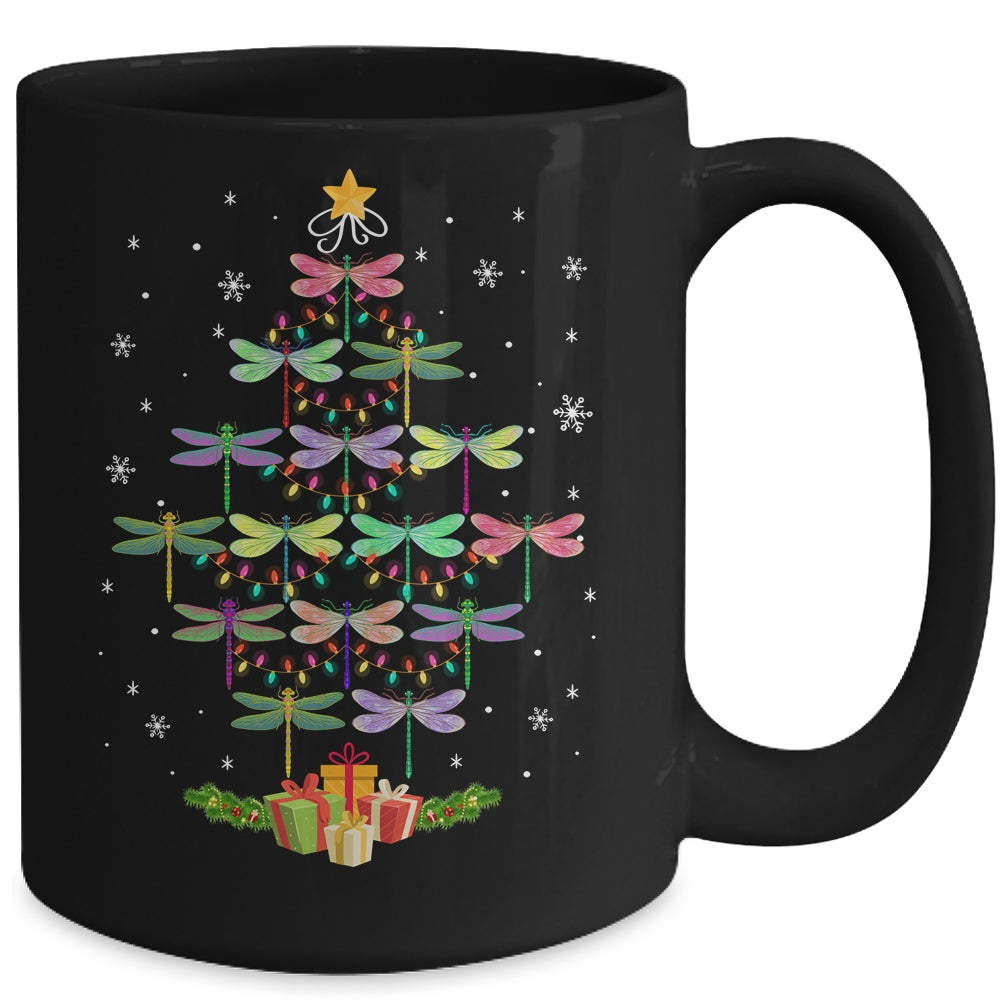 Merry Christmas Lover Xmas Dragonfly Christmas Tree Mug | siriusteestore