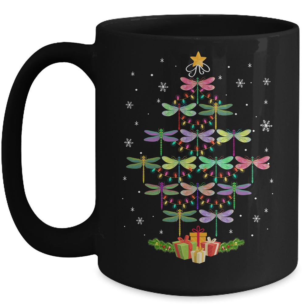 Merry Christmas Lover Xmas Dragonfly Christmas Tree Mug | siriusteestore