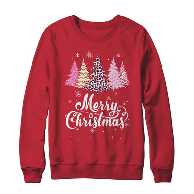 Merry Christmas Pink Leopard Print Christmas Tree Women Shirt & Sweatshirt | siriusteestore