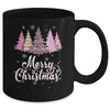 Merry Christmas Pink Leopard Print Christmas Tree Women Mug | siriusteestore