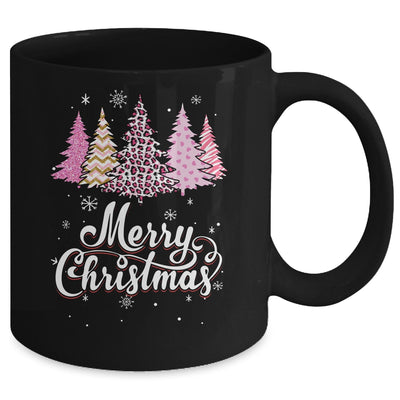 Merry Christmas Pink Leopard Print Christmas Tree Women Mug | siriusteestore