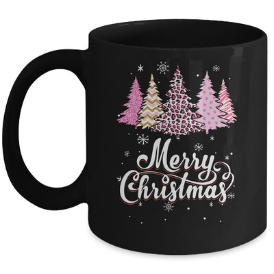 Merry Christmas Pink Leopard Print Christmas Tree Women Mug | siriusteestore