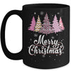 Merry Christmas Pink Leopard Print Christmas Tree Women Mug | siriusteestore