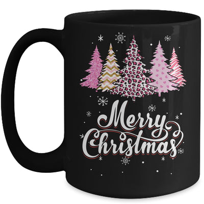 Merry Christmas Pink Leopard Print Christmas Tree Women Mug | siriusteestore
