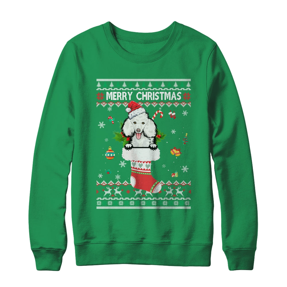Merry Christmas Poodle In Sock Dog Funny Ugly Xmas Shirt & Sweatshirt | siriusteestore