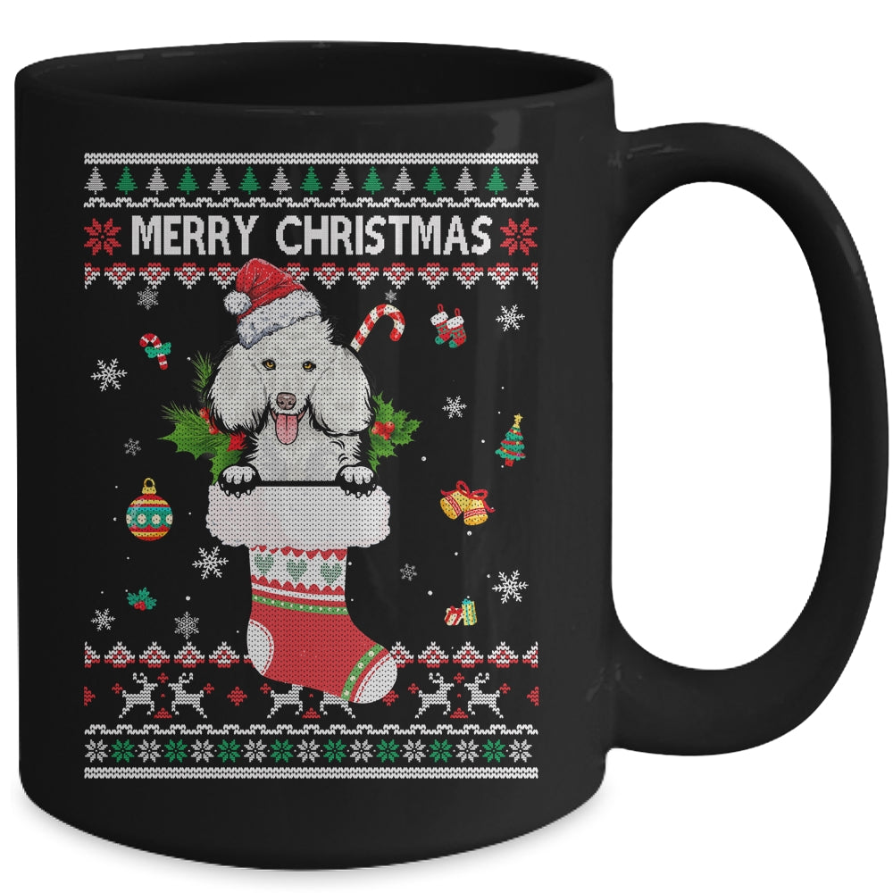 Merry Christmas Poodle In Sock Dog Funny Ugly Xmas Mug | siriusteestore