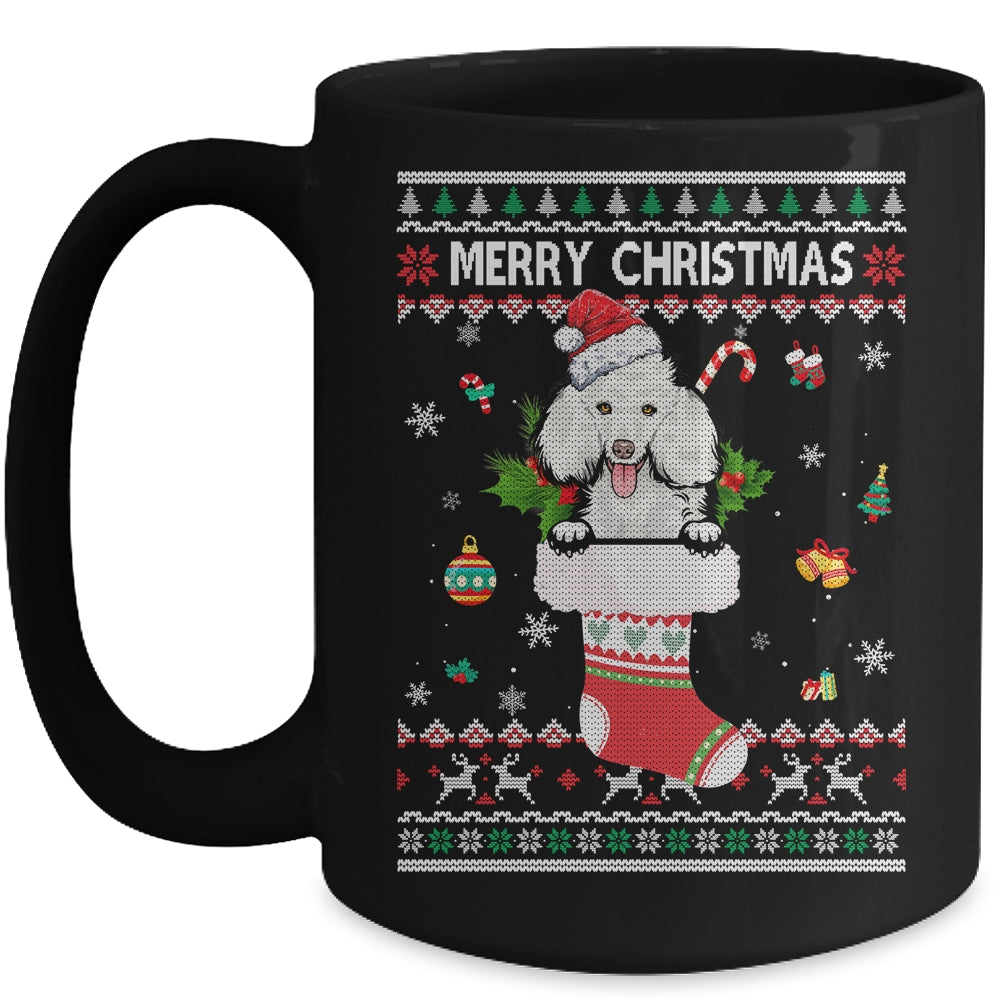Merry Christmas Poodle In Sock Dog Funny Ugly Xmas Mug | siriusteestore