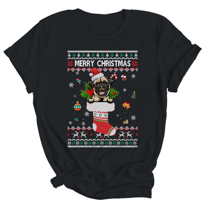 Merry Christmas Pug In Sock Dog Funny Ugly Xmas Shirt & Sweatshirt | siriusteestore